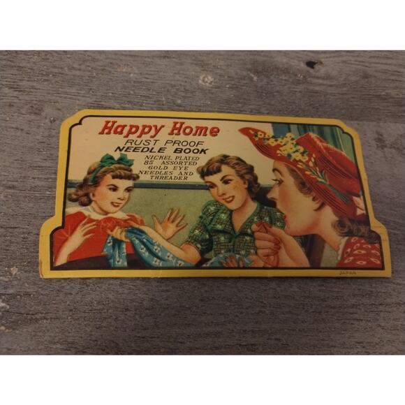 Happy Home Rust Proof Needle Book Nickel Plated Gold Eye Sewing Needles - Picture 2 of 3